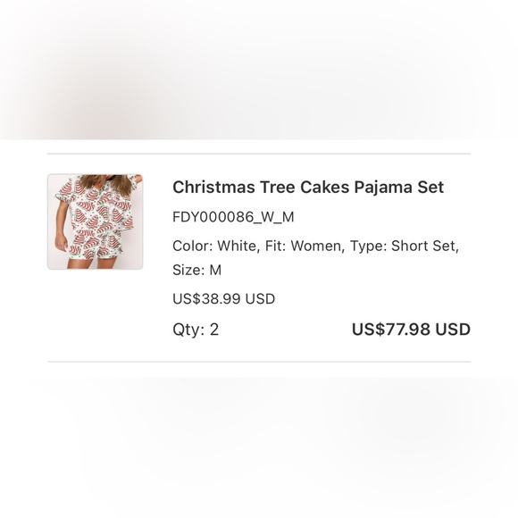 Christmas Tree Cake Pajama Set - NWT - Women’s Med - Picture 5 of 6